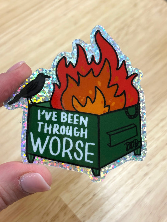 Dumpster Fire Glitter Sticker