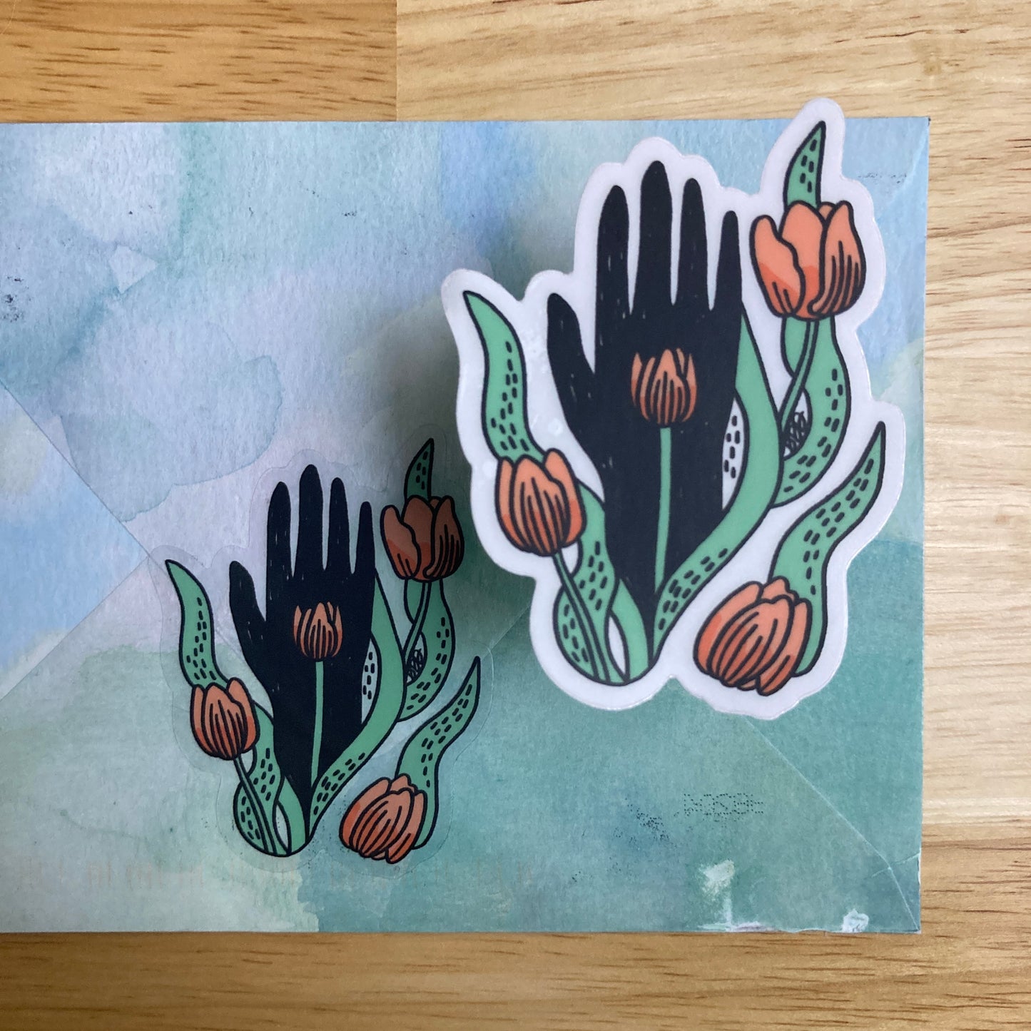 Holding Tulips Clear Sticker