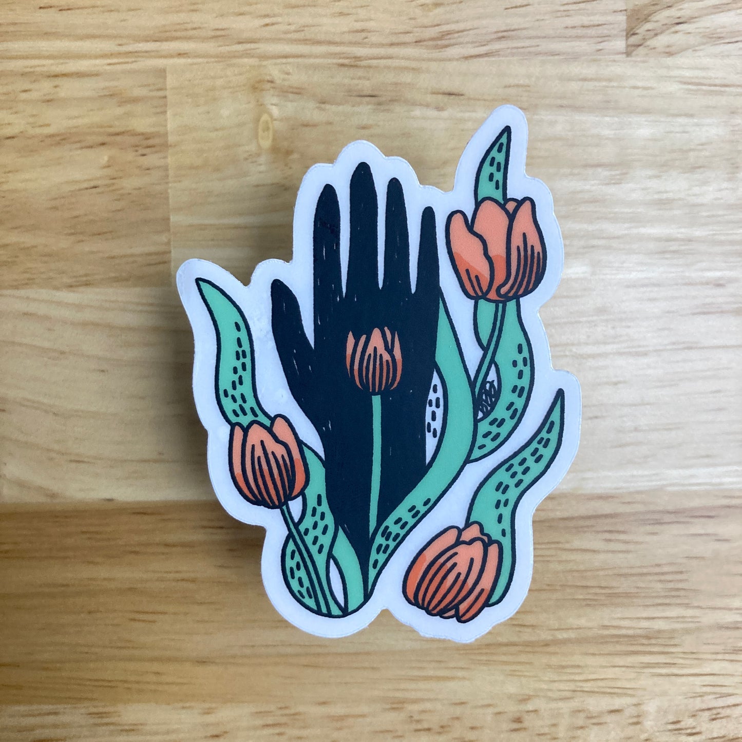 Holding Tulips Clear Sticker