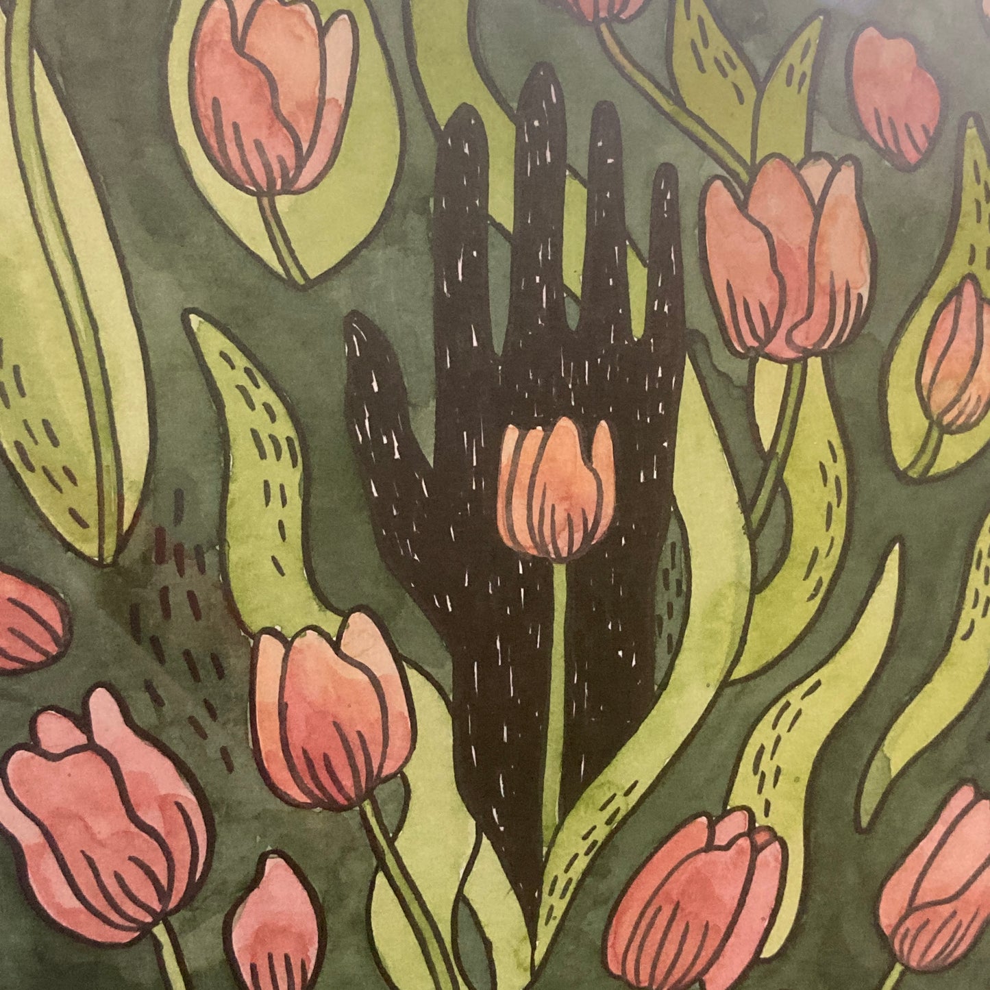 Tulips Watercolor Illustration Original