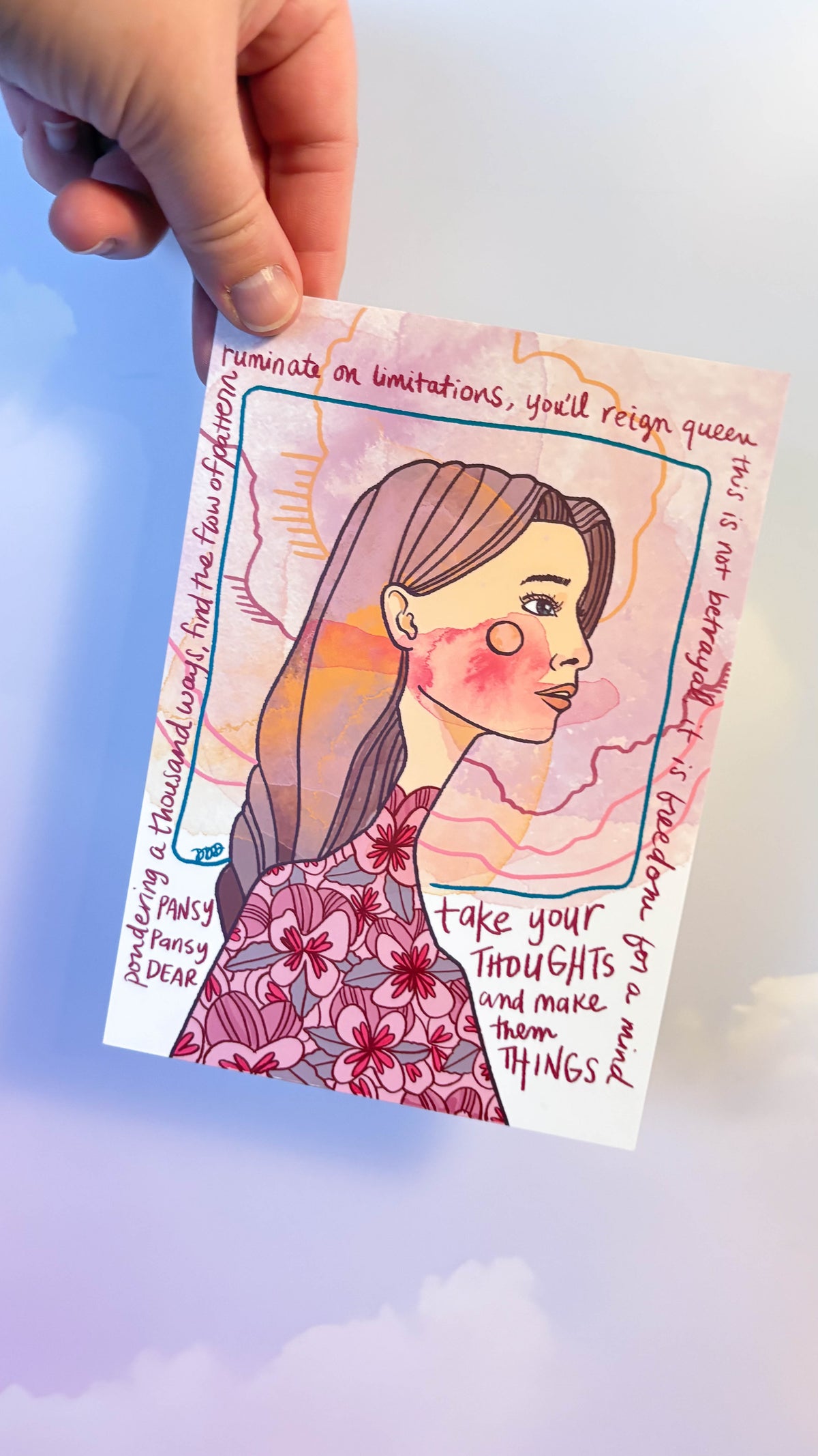Signed Pansy Thoughts Print